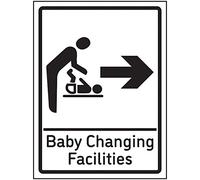 Vsafety, cartello destro con freccia per il cambio del bambino, 150 x 200 mm, autoadesivo effetto alluminio