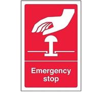 VSafety - Cartello di arresto di emergenza, in plastica rigida, 100 x 150 mm, colore: rosso, 1 mm