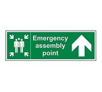 VSafety - Cartello di emergenza con freccia in alto, 600 mm x 200 mm, in plastica rigida da 1 mm