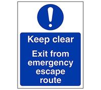 VSafety, cartello di emergenza "Keep Clear/Exit Emergency Escape Route", confezione da 3, 150mm x 200mm, 3