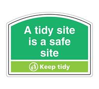 VSafety, cartello di sicurezza a forma di cartello - A Tidy Site Is A Safe Site, Keep Tidy-400X300 - vinile autoadesivo