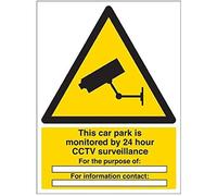 VSafety - Cartello di sorveglianza Cctv This Car Park Is Under 24 Hour Cctv - Ritratto - 150 mm x 200 mm - 1 mm in plastica rigida