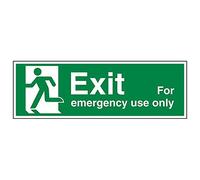 VSafety, cartello "Exit for Emergency Use Only Man Left", confezione da 3, 600mm x 200mm, 3