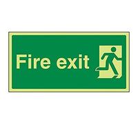 VSafety, cartello fosforescente con scritta in inglese "Final Fire Exit Man Right", 300 mm x 150 mm, in plastica rigida