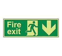 Vsafety - Cartello in plastica rigida con freccia in giù, 450 mm x 150 mm