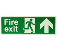 Vsafety - Cartello in plastica rigida con scritta "Glow In The Dark Fire Exit Freccia U", 450 x 150 mm