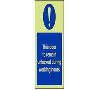 VSafety - Cartello in vinile autoadesivo con scritta "Glow In The Dark To Be Kept Unlocked During Working Hours - 150 mm x 200 mm