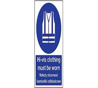 VSafety, cartello inglese/polacco - Hi-Viz Must Be Worn - plastica rigida - 300 mm x 400 mm