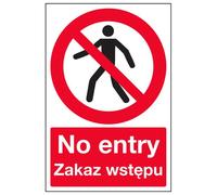 VSafety, cartello inglese/polacco - No Entry - autoadesivo - 300 mm x 400 mm