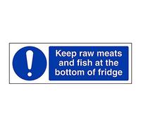 VSafety, cartello "Keep Raw Meats/Fish At Bottom of Fridge", confezione da 3, 300mm x 100mm, 3