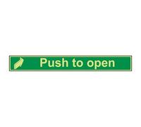 VSafety, cartello per porta che si illumina al buio, con scritta "Push To Open", 600 mm x 75 mm, in vinile autoadesivo