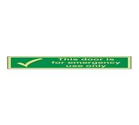 VSafety, cartello per porta Glow In The Dark This Door Is For Emergency Use Only - 450 mm x 150 mm - vinile autoadesivo