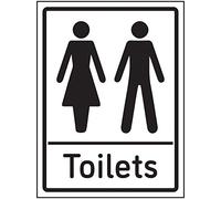 Vsafety - Cartello per toilette, 150 x 200 mm, autoadesivo, effetto alluminio