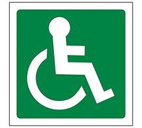 VSafety, cartello quadrato con logo "sedia a rotelle rivolta verso destra, confezione da 3, 100mm x 100mm, 3