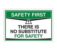 VSafety Cartello "Safety First - There Is No Substitute For Safety" - 300 x 200 mm, in vinile autoadesivo