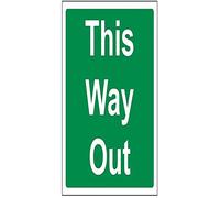 Vsafety - Cartello "This Way Out", quadrato, 150 mm x 150 mm, in vinile autoadesivo