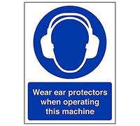 VSafety - Cartello "Wear Ear Protectors When Operating Machine", confezione da 3, 150mm x 200mm, 3