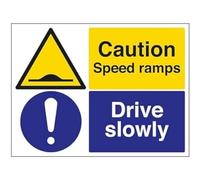 VSafety Caution Speed Ramps/Drive Slowly - 800 x 600 mm classe RA1 riflettente 3 mm composito in alluminio con rivestimento anti-graffiti cartello di sicurezza