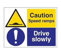 VSafety Caution Speed Ramps/Drive Slowly - 800 x 600 mm classe RA1 riflettente 3 mm composito in alluminio con rivestimento anti-graffiti e segnale di sicurezza canale di fissaggio
