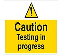VSafety Caution, Testing In Progress segnale di avvertimento - orizzontale - 400 mm x 300 mm - 1 mm in plastica rigida