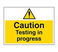 Vsafety "Caution testing in Progress" Sign, paesaggio, (confezione da 3), 400 mm x 300 mm, 3