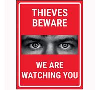 VSafety Criminals Beware We Are Watching You Red Sign - 300 x 400 mm - Comp in alluminio con canale