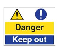 VSafety Danger/Keep Out - 800 x 600 mm 3 mm composito in alluminio con rivestimento anti-graffiti e segnale di sicurezza canale di fissaggio