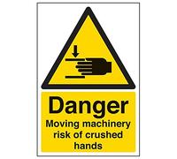 Vsafety "danger Moving Machinery rischio Crushed mani" Sign, (confezione da 3), 200 mm x 300 mm, 3