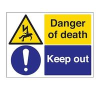 VSafety Danger Of Death/Keep Out - 800 x 600 mm 3 mm composito in alluminio con rivestimento anti-graffiti e segnale di sicurezza canale di fissaggio
