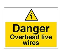 Vsafety "danger Overhead Live Wires" Sign, paesaggio, (confezione da 3), 400 mm x 300 mm, 3