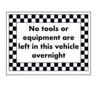 VSafety DP020AR-R - Cartello con scritta "No Tools or Equipment Left in this vehicle", DP020AR-R