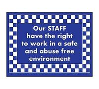 VSafety DP043AR-RB - Cartello con scritta "Staff Work in Safe and Abuse Free", DP043AR-RB