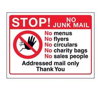 VSafety DP047AR-W - Segnale di ringraziamento "Stop: No Junk, Indirizzato", DP047AL-W