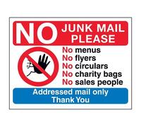VSafety DP050AL-S - Cartello di ringraziamento con scritta "No Junk Please, Addressed Mail", DP050AL-W