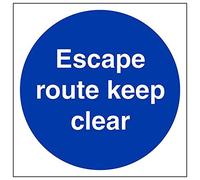 Vsafety "Escape Route Keep Clear" Sign, quadrato, (confezione da 3), 150 mm x 150 mm, 3