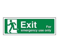 VSafety Exit For Emergency Use Only Man Left Sign - Paesaggio - 300 mm x 100 mm - 1 mm in plastica rigida