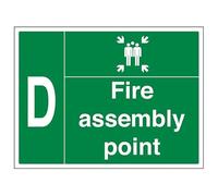 Vsafety Fire Assembly Point w/Family - D - 800x600mm Classe RA1 riflettente 3 mm composito di alluminio con segnale di sicurezza canale di fissaggio