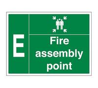 Vsafety Fire Assembly Point w/Family - E - 800x600mm Classe RA1 riflettente 3 mm composito di alluminio con segnale di sicurezza canale di fissaggio