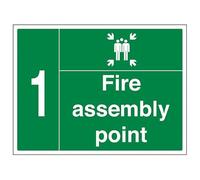 Vsafety Fire Assembly Point w/Family No. 1-800 x 600 mm 3 mm composito in alluminio con segnale di sicurezza canale di fissaggio