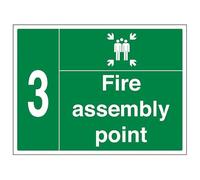 Vsafety Fire Assembly Point w/Family No. 3-800 x 600 mm 2 mm cartello di sicurezza in plastica rigida