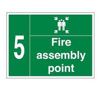 Vsafety Fire Assembly Point w/Family No. 5-800x600mm 3mm composito in alluminio con segnale di sicurezza canale di fissaggio