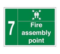 Vsafety Fire Assembly Point w/Family No. 7-800x600mm 3mm composito in alluminio con segnale di sicurezza canale di fissaggio