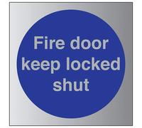 VSafety Fire Door Keep Locked Shut Sign - 150 mm x 150 mm - 1,6 mm in plastica rigida