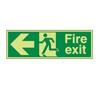 Vsafety "Fire exit Arrow Left Sign, paesaggio, (confezione da 3), 450 mm x 150 mm, 3
