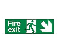 VSafety Fire Exit Freccia Giù Destra Segnale - Paesaggio - 300 mm x 100 mm - 1 mm in plastica rigida
