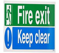 VSafety Fire Exit/Keep Clear cartello - Paesaggio - 450 mm x 150 mm - Plastica rigida da 1 mm