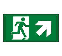 VSafety Fire Exit Man Running Up Right Sign - 300 x 150 mm - vinile autoadesivo