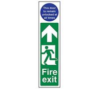 Vsafety "Fire exit Man sinistra/porte restano sbloccato" Sign, (confezione da 3), 75 mm x 300 mm, 3