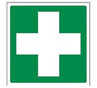 VSafety First Aid - Targa quadrata con logo di pronto soccorso, 150 x 150 mm, in plastica rigida da 1 mm