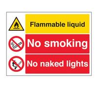 VSafety Flam. liquido/No Smoking/No Nuaked Lights-800x600mm 3mm Alluminio Composito Con Rivestimento Anti-Graffiti & Fissaggio Canale Cartello di Sicurezza